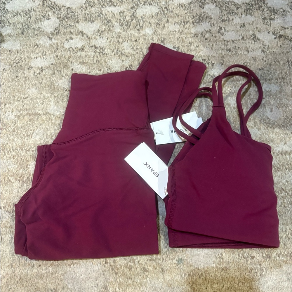 SPANX Maroon Workout Set